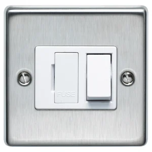13A Double Pole Switched Fused Spur Connection Unit Stainless Steel Finish