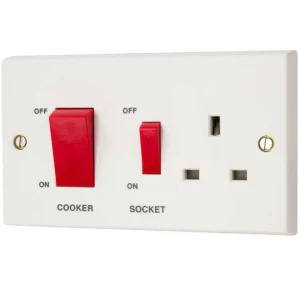 Cooker Control Switch DP Main Switch & Socket 45A White