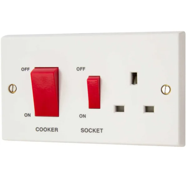 Volex Cooker Control Switch DP Main Switch & Socket 45A White – Go ...