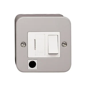 13A Double Pole Switched Metal Clad Fused Spur Connection Unit With Cord Outlet