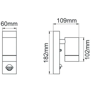 KSR KSR1347 Tulua III Wall Light GU10 PIR Single Black