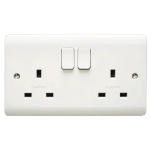 Crabtree 13A 2 Gang Double Pole Switched Socket Dual Earth White