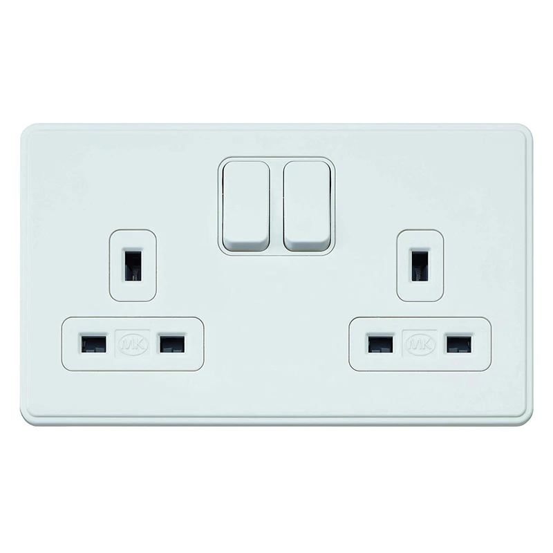 Socket 2 Gang DP Dual Earth Switched 13A White - Image 2