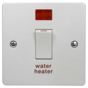 Capital Switch 1 Gang DP c/w Neon Marked Water Heater 20A White