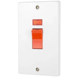Crabtree 4500/3 2 Gang DP Vertical Switch + Neon - White