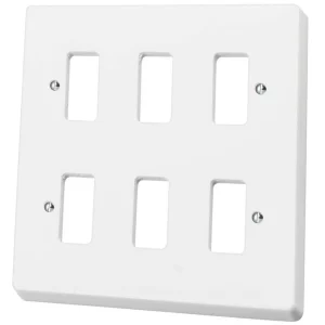 Crabtree Rockergrid Frontplate 6 Gang Flush White