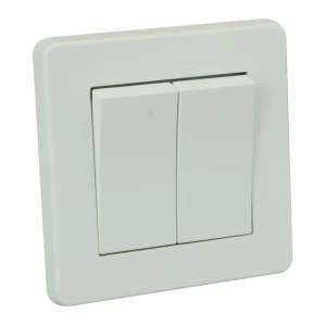 Crabtree Plate Switch 2 Gang 2 Way Single Pole Corinthian 10AX White