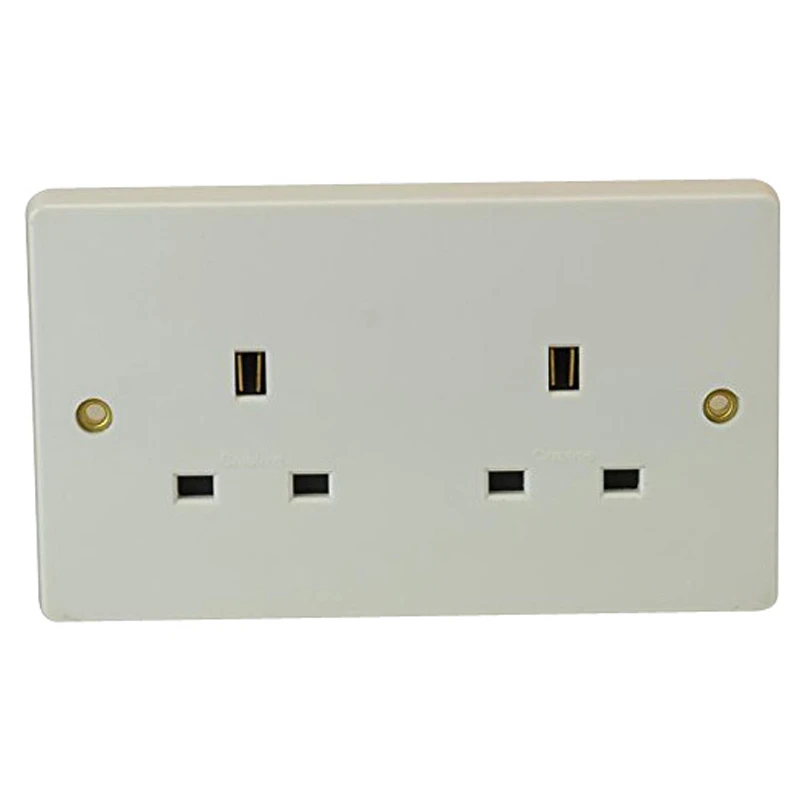Socket 2 Gang Unswitched 13A White