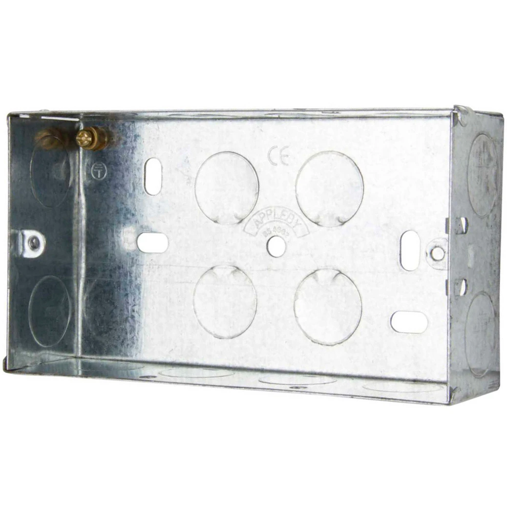2 Gang Adjustable Lug Flush Steel Installation Box 47mm Depth