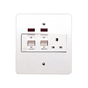 Cooker Control Switch DP Main Switch&Socket Neon 45A Metal White