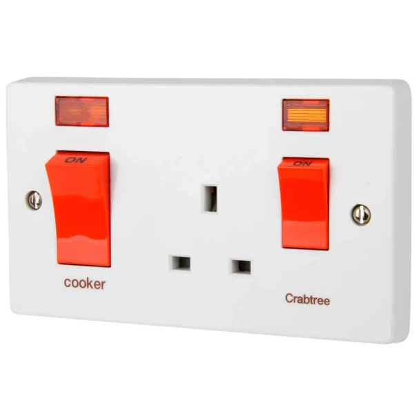 Crabtree Capital Cooker Control Switch DP Main Switch & Socket c/w Neon ...
