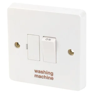 13A Double Pole Switched Fused Spur Connection Unit With Neon Printed 'Washing Machine'