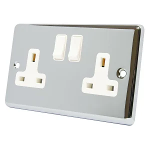 Britmac Accessory Plate 13A 2 Gang Switched Socket Twin Earth
