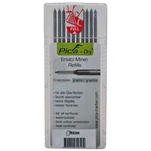 Bizline Pica DRY Long-life Telescopic Marking Pencil Refill Pack - Grey - Pack of 10