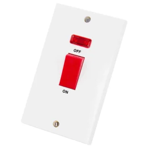 45A 2 Gang Vertical Double Pole Control Switch With Neon Indicator