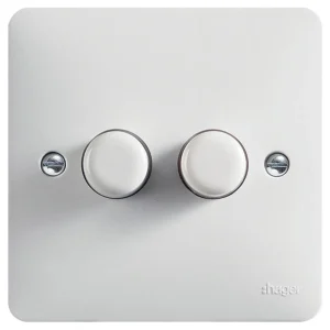 Hager Sollysta Dimmer Switch 2 Gang 60-250W 230V 50/60Hz White