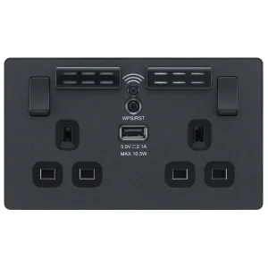 BG Evolve PCDMG22UWRB 2 Gang Switched WIFI Extender Socket + USB Matt Grey