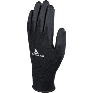 Delta Plus VE702 Black Polyester Knitted Glove / Pu Palm Size 6