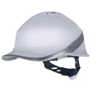 White Baseball Cap Shape Vented Safety Helmet Rotor Adjustment