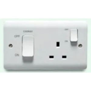 Crabtree 45A Cooker Control Unit With Double Pole Socket White