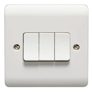 Crabtree 10AX 3 Gang 2 Way Switch White