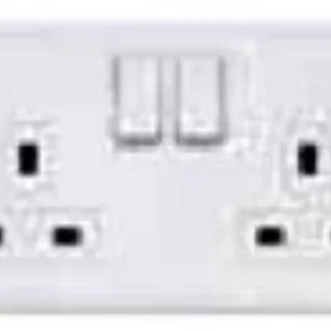 Front Plate 2 Gang 13A DP Dual Earth SWD Socket 86X146mm Satin Steel B