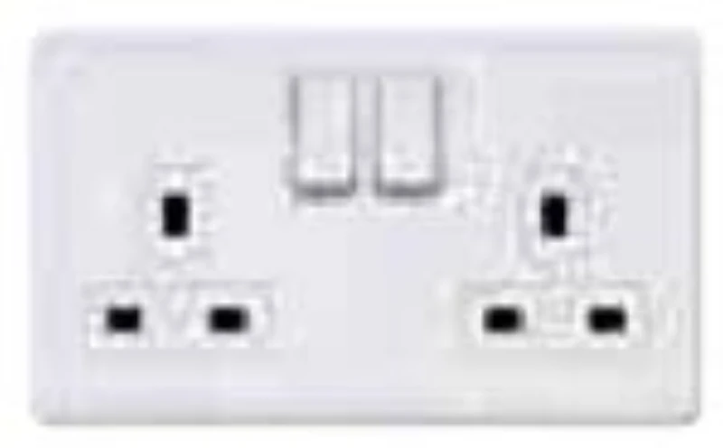 Front Plate 2 Gang 13A DP Dual Earth SWD Socket 86X146mm Satin Steel B - Image 2