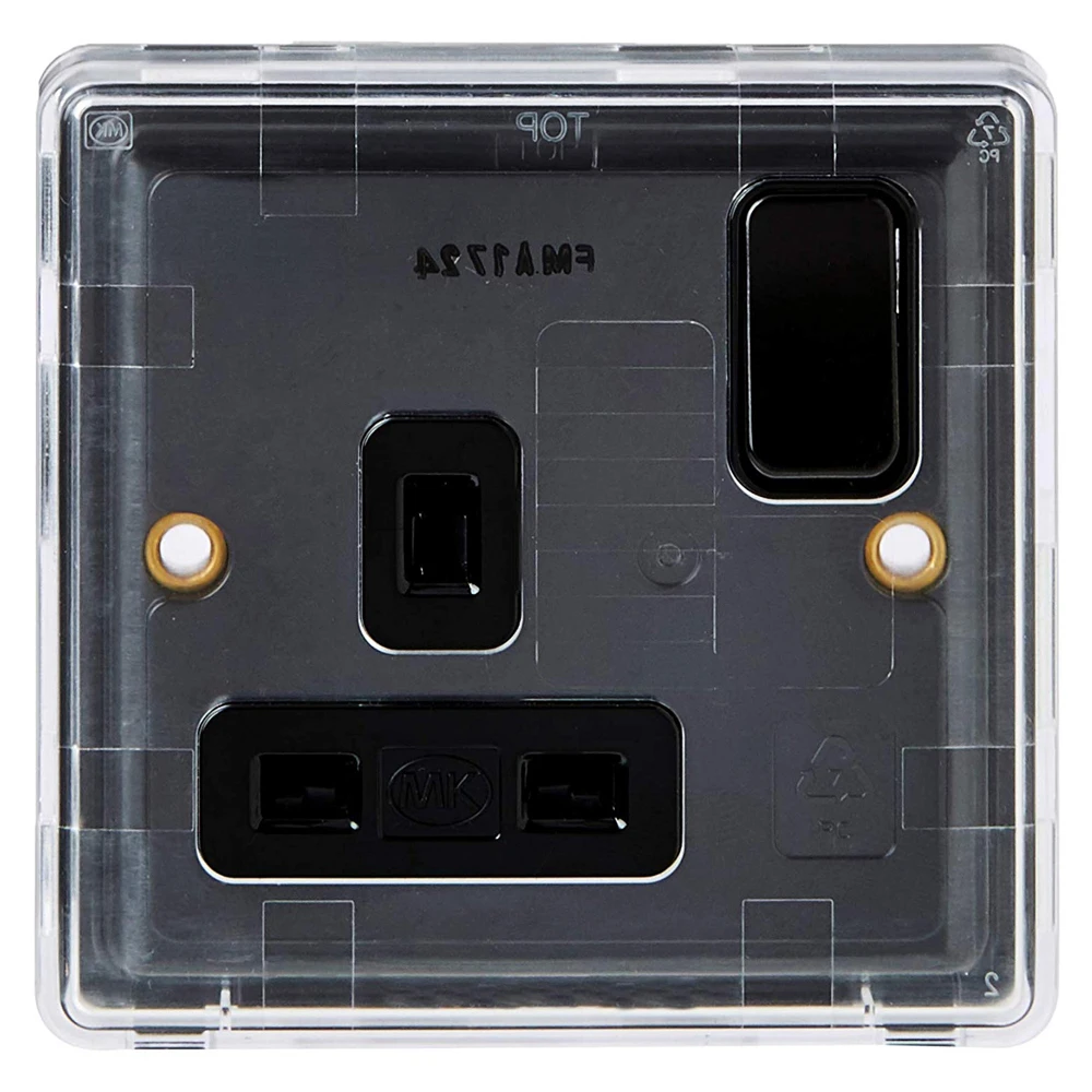 Socket 1 Gang DP Dual Earth Switched 13A Black - Image 2