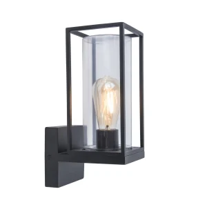 Flair IP44 E27 Wall Light In Matt Black