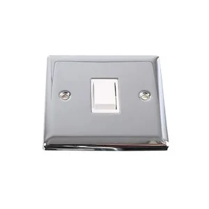 10AX 1 Gang 2 Way Single Pole Plate Switch Polished Steel Finish