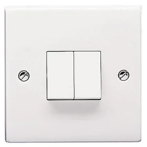 Plate Switch 2 Gang 2 Way 10A White
