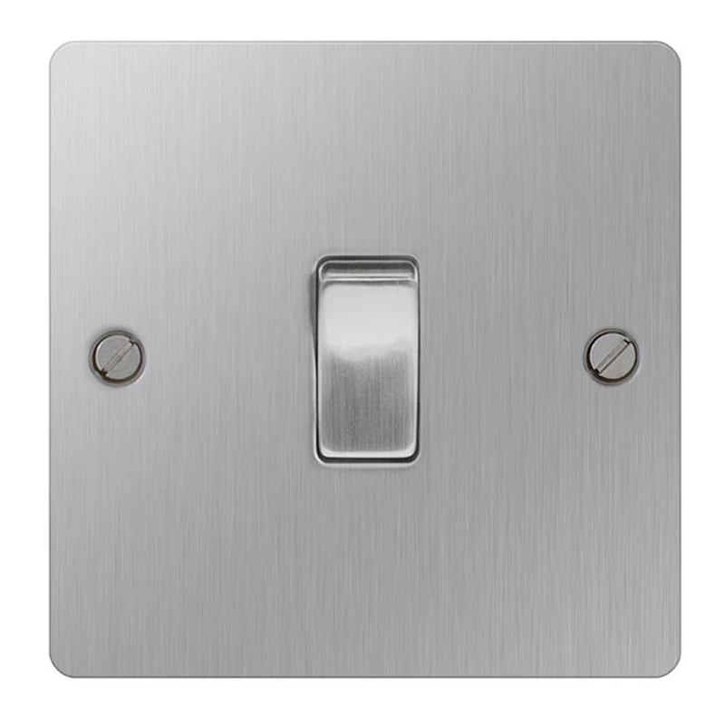 Plate Switch 1 Gang 2 Way 10A Stainless Steel Brushed