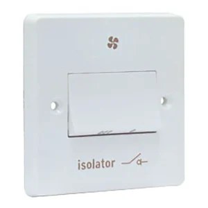 Plate Switch 1 Gang Triple Pole Fan Isolator 6A White Marked Isolator