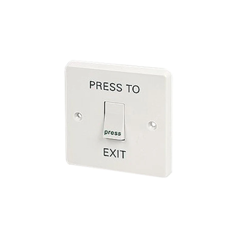 10A 1 Gang 2 Way Retractive Switch Printed 'Press To Exit' In Green