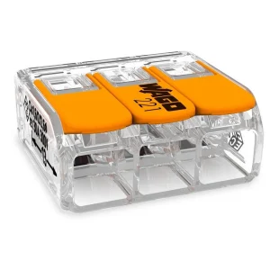 Wago 221-613 41A Compact 3 Port Lever Connector Transparent - 30 Pack