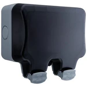 BG Socket 2 Gang Double Switched IP66 13A Black/Grey Wi-Fi Repeater
