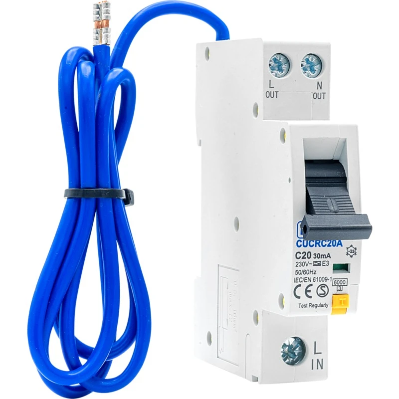 BG 20A 30MA Compact RCBO Single Pole Breaking Capacity 6kA