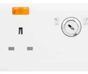 Polar White Rounded Profile 13A 1 Gang Double Pole Key Lockable Switched Socket With Neon (Double Plate)