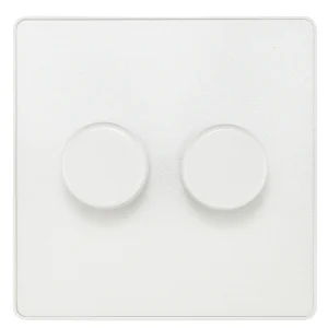BG Evolve PCDCL82W 200W 2 Gang 2 Way Dimmer Push On/OFF (Trailing Edge) Pearlescent White