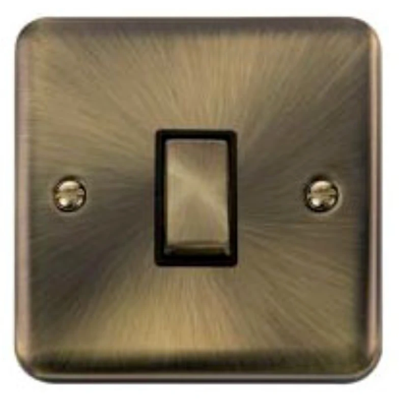 Antique Brass Rounded Profile 10AX Ingot 1 Gang 2 Way Plate Switch - Image 2