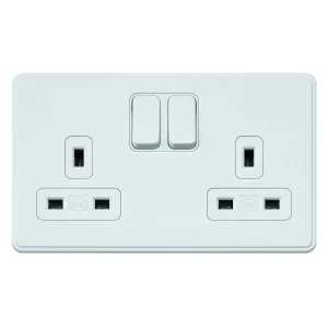 Front Plate For 2G 13A Dual Earth SWD Socket 86X146mm White