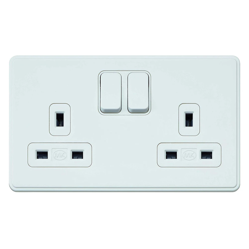 Front Plate For 2G 13A Dual Earth SWD Socket 86X146mm White