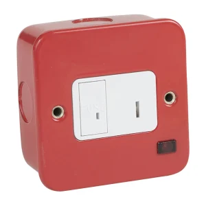 Contactum Metalclad 2-Pole 13A Surface Mounted Keyswitch with Neon Red