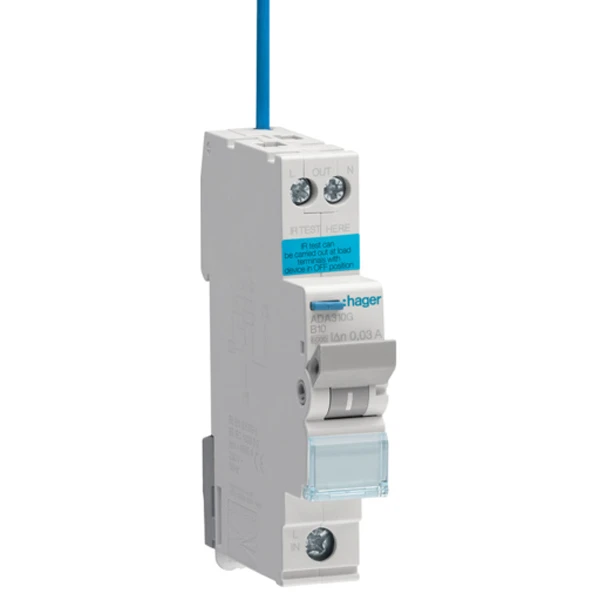 Hager ADA310G RCBO Type B 1-Pole 10A 6kA DIN Rail - Image 2