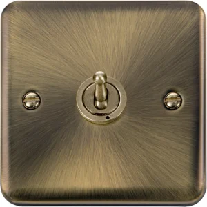 Antique Brass Rounded Profile 10AX 1 Gang 2 Way Toggle Plate Switch