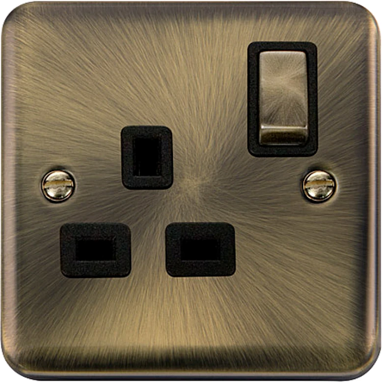 Antique Brass Rounded Profile 13A Ingot 1 Gang Double Pole Switched Socket Outlet - Image 2