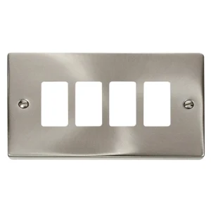 Front Plate Deco 4 Gang Satin Chrome