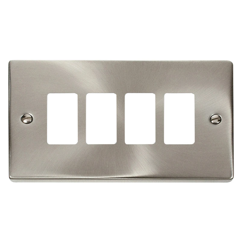 Front Plate Deco 4 Gang Satin Chrome - Image 2