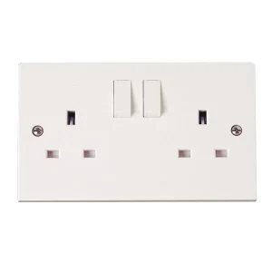 Socket Switched 2 Gang 13A White