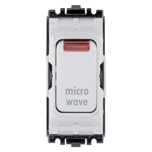 Grid Switch 1 Way Double Pole Microwave Sensor Neon 20A White